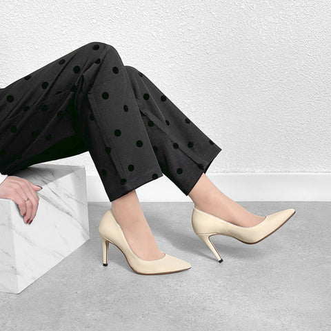 15%OFF：2025SS：iCoN COLORS：ポインテッドトゥ スムース パンプス（C9043）チャイ/mamian（マミアン）