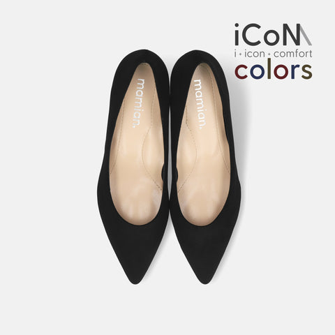 Basic Item SALE10%OFF：2024AW：iCoN COLORS：ポインテッドトゥ スエード パンプス（C57172）ブラックS/mamian（マミアン）