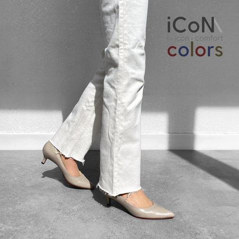 Basic Item SALE10%OFF：2024AW：iCoN COLORS：ポインテッドトゥ スムース パンプス（C57173）グレージュ/mamian（マミアン）