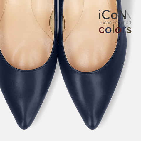 予約：2024AW：iCoN COLORS：ポインテッドトゥ スムース パンプス（C57173）ネイビー/mamian（マミアン）