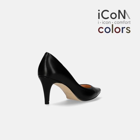 2024AW：iCoN COLORS：ポインテッドトゥ スムース パンプス（C76533）ブラック/mamian（マミアン）