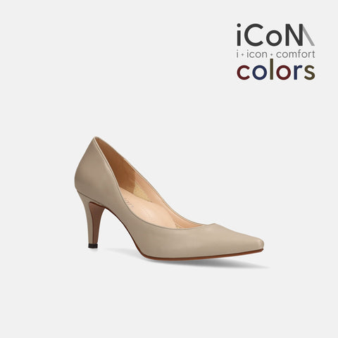 2024AW：iCoN COLORS：ポインテッドトゥ スムース パンプス（C76533）グレージュ/mamian（マミアン）