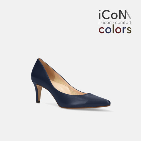 20%OFF：2024AW：iCoN COLORS：ポインテッドトゥ スムース パンプス（C76533）ネイビー/mamian（マミアン）