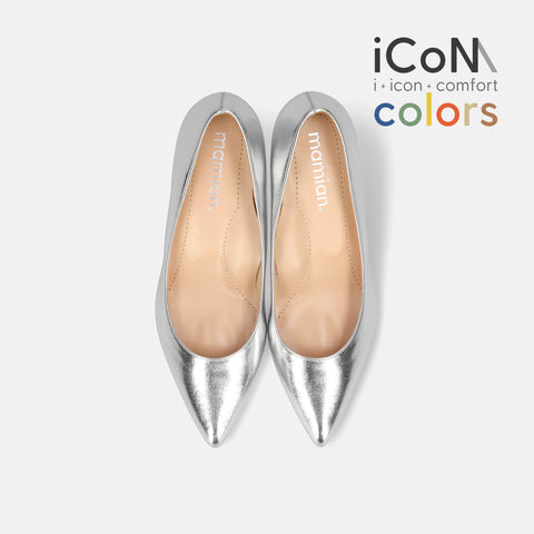 2025SS：iCoN COLORS：ポインテッドトゥ スムース パンプス（C57173）シルバー/mamian（マミアン）