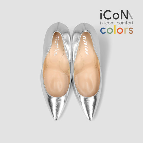 2025SS：iCoN COLORS：ポインテッドトゥ スムース パンプス（C9043）シルバー/mamian（マミアン）