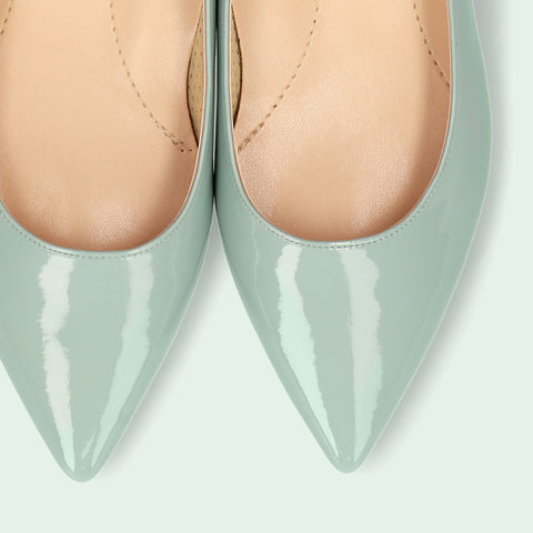 50%OFF：iCoN COLORS：ポインテッドトゥ エナメル フラットシューズ（C20141）SグリーンE/mamian（マミアン）