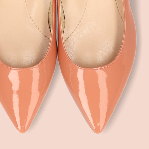 50%OFF：iCoN COLORS：ポインテッドトゥ エナメル フラットシューズ（C20141）SオレンジE/mamian（マミアン）