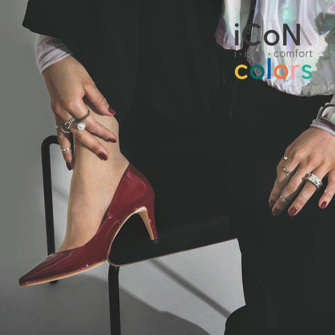 iCoN COLORS：ポインテッドトゥ エナメル パンプス（C76531）ボルドーE/mamian（マミアン）