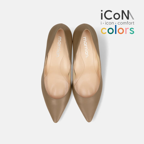 30%OFF：iCoN COLORS：ポインテッドトゥ スムース パンプス（C76533）ダークグレージュ/mamian（マミアン）