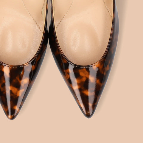 50%OFF：iCoN COLORS：ポインテッドトゥ エナメル パンプス（C76531）べっ甲E/mamian（マミアン）