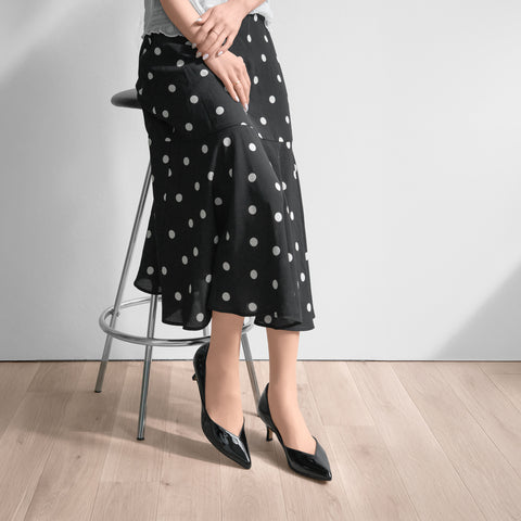 30%OFF：2025SS：Vカットデザインパンプス（5716）ブラックE/mamian（マミアン）