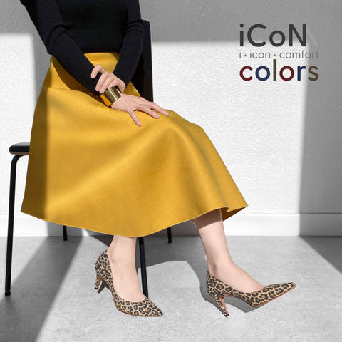 Basic Item SALE10%OFF：2024AW：iCoN COLORS：ポインテッドトゥ スエード パンプス（C76532）レオパードS/mamian（マミアン）