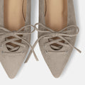 2025AW：レースアップデザイン フラットシューズ（m17060）グレージュS/mamian（マミアン）