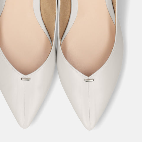 予約：メタルパーツ フラットシューズ（m17064）ホワイトグレー/mamian（マミアン）