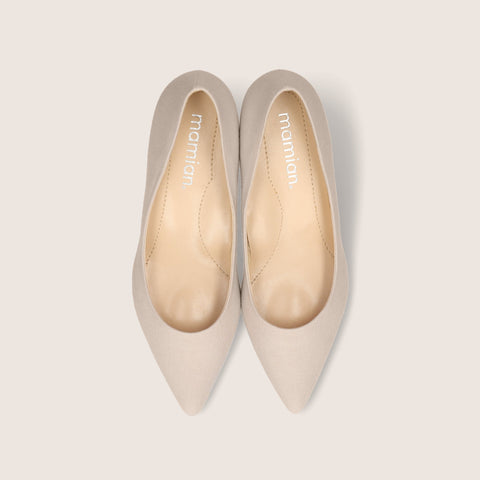 iCoN COLORS：ポインテッドトゥ リネン パンプス（C57175）グレージュL/mamian（マミアン）