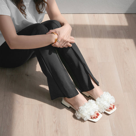 40%OFF：2025SS：ボリュームフリル フラットサンダル（m10bn14）ホワイト/mamian（マミアン）