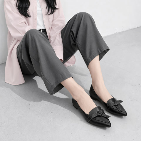 30% OFF: 2023AW: Stitched ribbon loafers (m17016) black