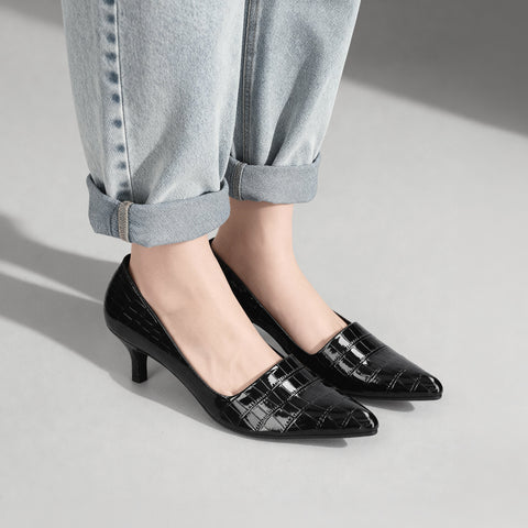 2025AW：サイドコンシャス デザイン パンプス（m45007）ブラックCR/mamian（マミアン）