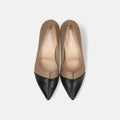 2025AWBI：ポインテッドトゥ 切替 パンプス（5154）ベージュ/C/mamian（マミアン）