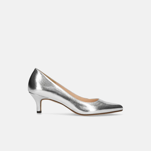 10% OFF: 2024SS: iCoN COLORS: Pointed Toe Smooth Pumps (C57173) Silver