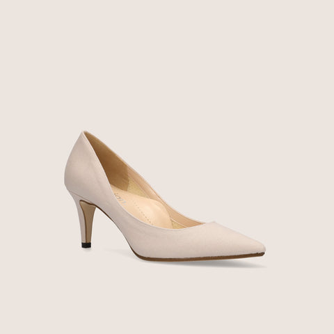 ラストワン50%OFF：iCoN COLORS：ポインテッドトゥ リネン パンプス（C76535）グレージュL/mamian（マミアン）